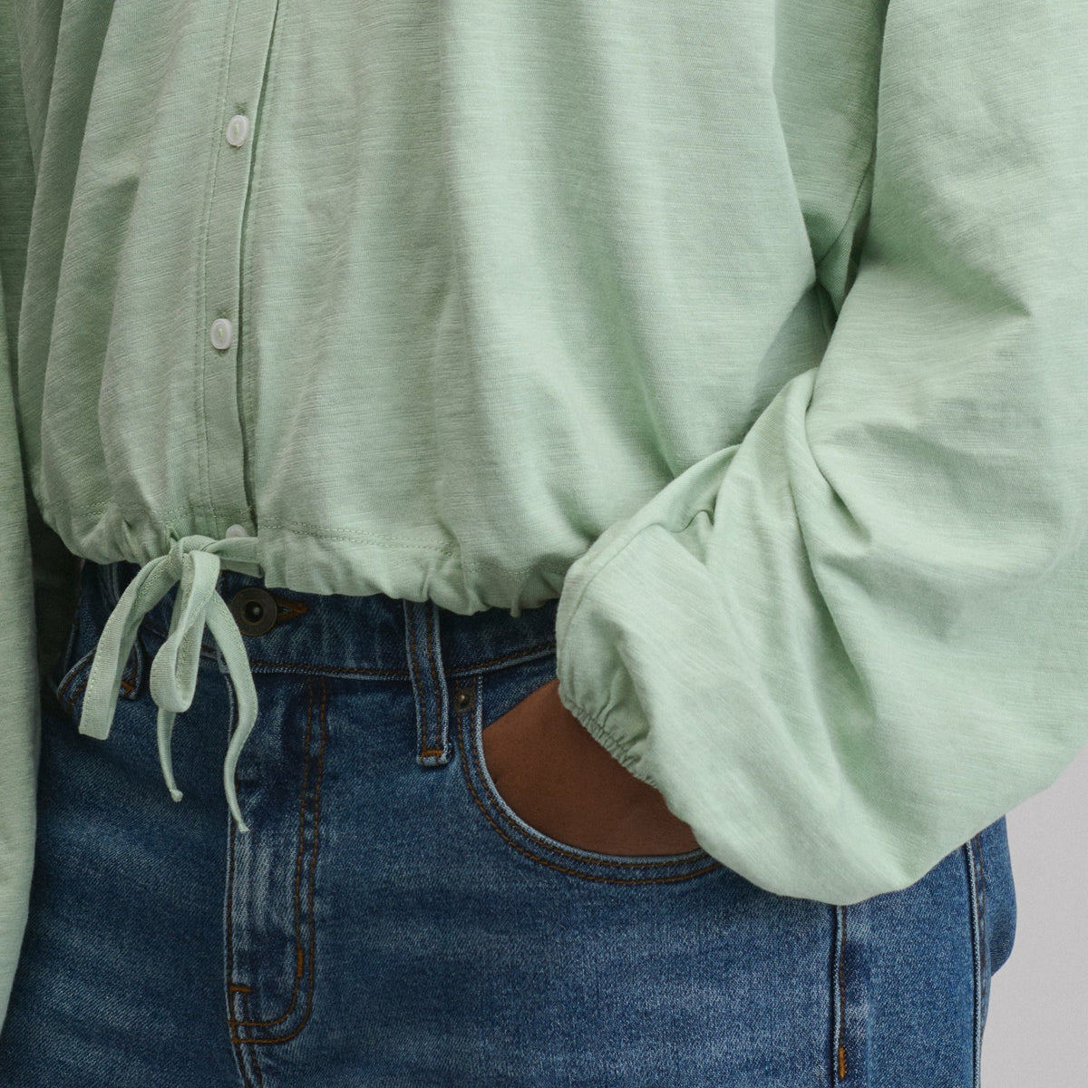 Women's Long-Sleeve Button Front Drawstring Hem Top | Eddie Bauer
