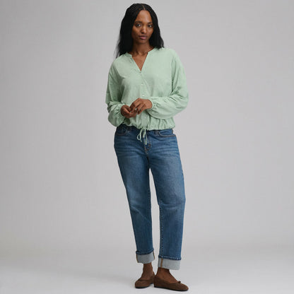 Women's Long-Sleeve Button Front Drawstring Hem Top | Eddie Bauer