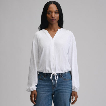Women's Long-Sleeve Button Front Drawstring Hem Top | Eddie Bauer