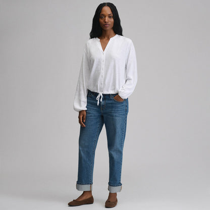 Women's Long-Sleeve Button Front Drawstring Hem Top | Eddie Bauer