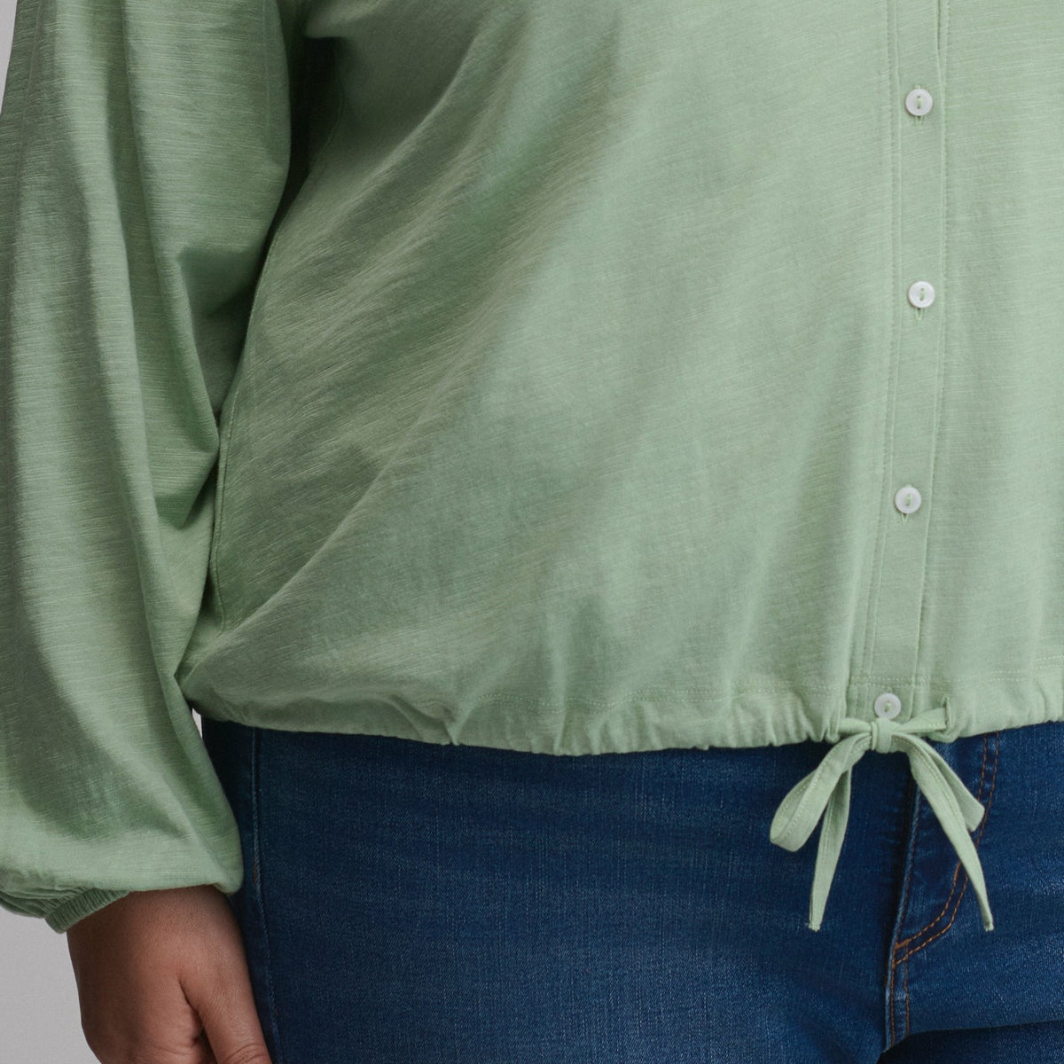 Women's Long-Sleeve Button Front Drawstring Hem Top | Eddie Bauer