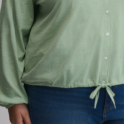 Women's Long-Sleeve Button Front Drawstring Hem Top | Eddie Bauer