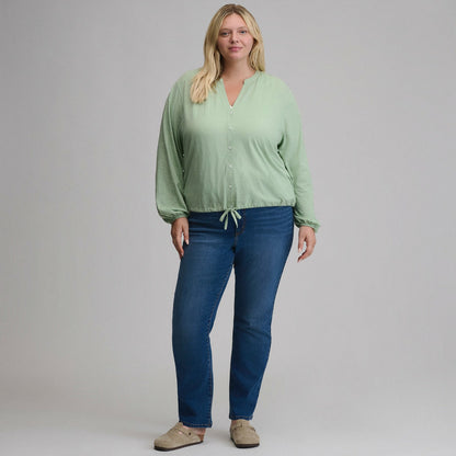 Women's Long-Sleeve Button Front Drawstring Hem Top | Eddie Bauer