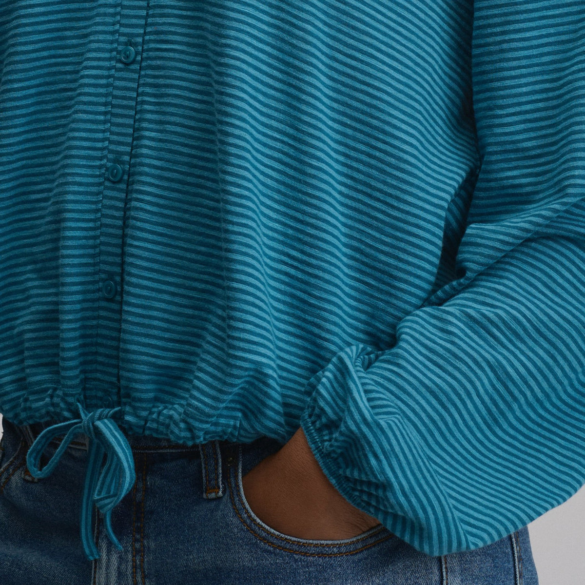 Women's Long-Sleeve Button Front Drawstring Hem Top | Eddie Bauer