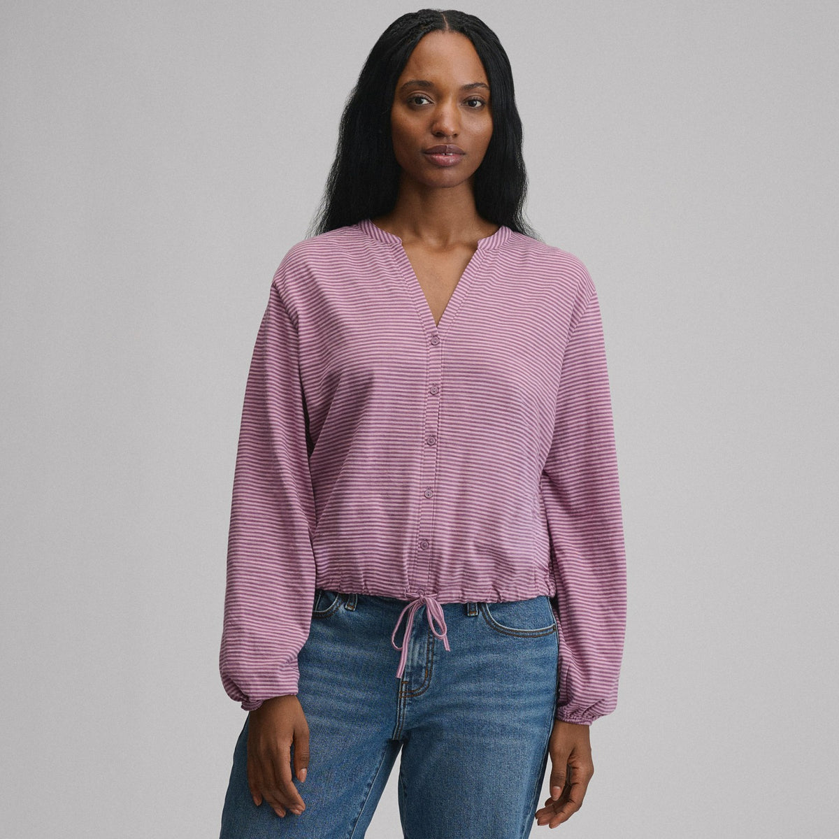 Women's Long-Sleeve Button Front Drawstring Hem Top | Eddie Bauer