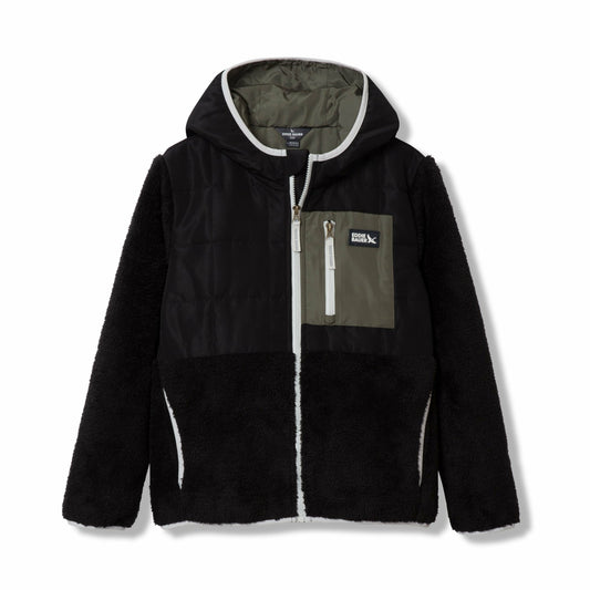 Kids Kids Fleece Mixed Media Hooded Jacket | Eddie Bauer