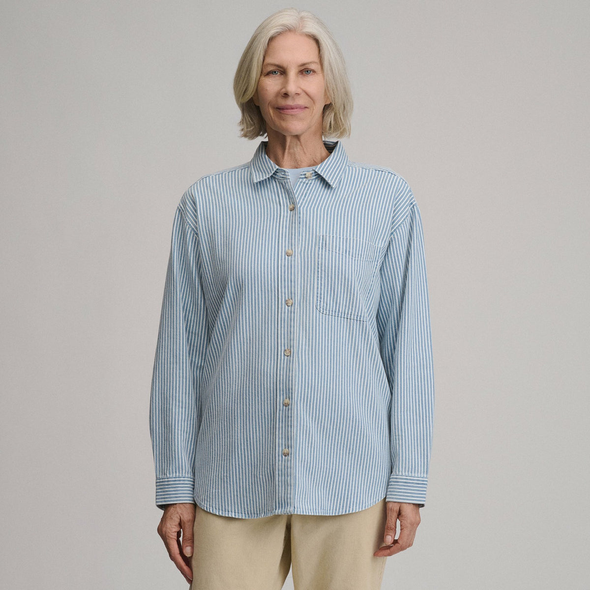 Women's Long-Sleeve Denim Boyfriend Overshirt | Eddie Bauer