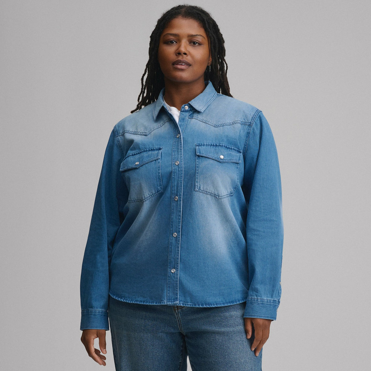 Women's Long-Sleeve Western Denim Shirt | Eddie Bauer