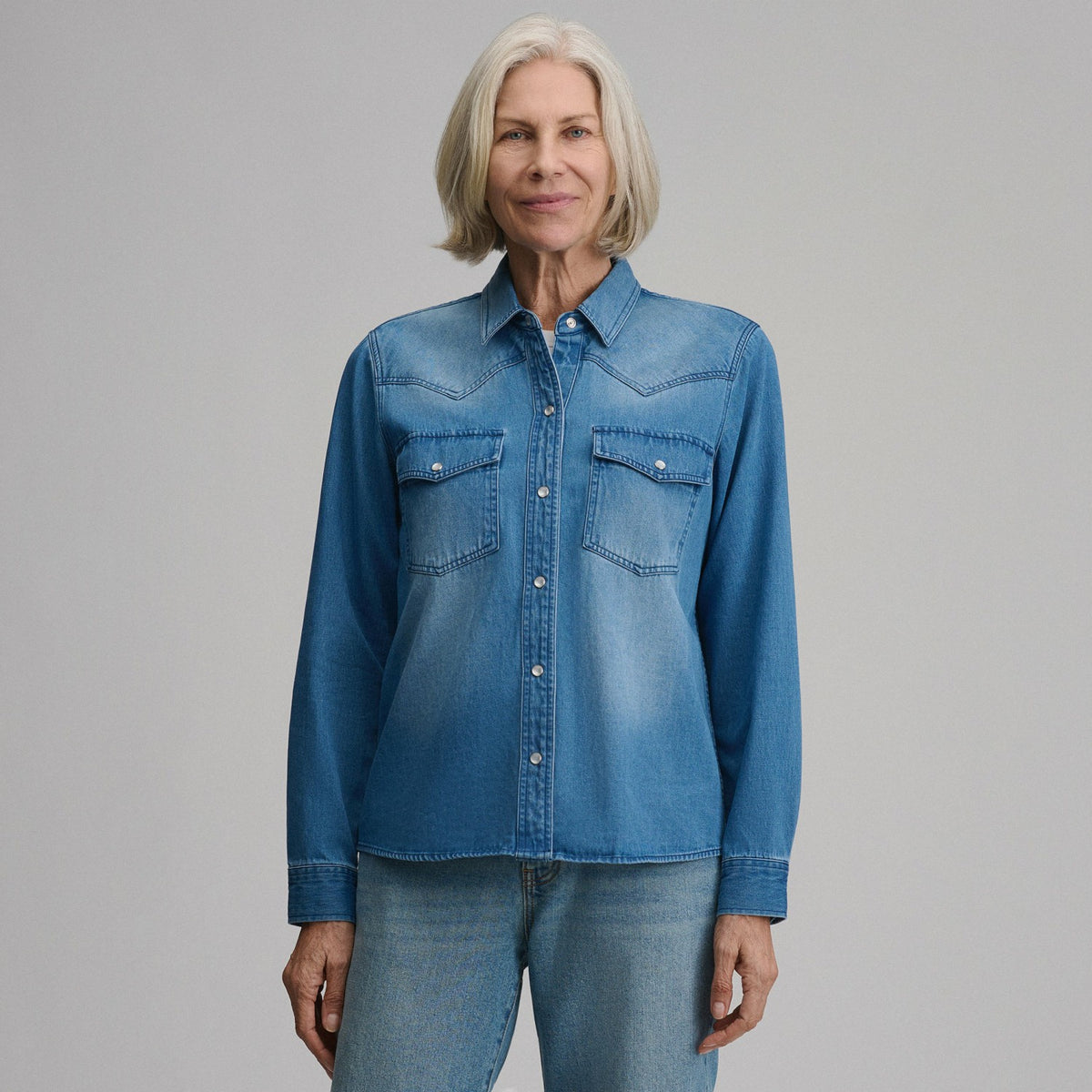 Women's Long-Sleeve Western Denim Shirt | Eddie Bauer