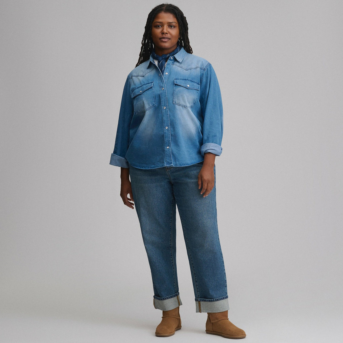 Women's Long-Sleeve Western Denim Shirt | Eddie Bauer