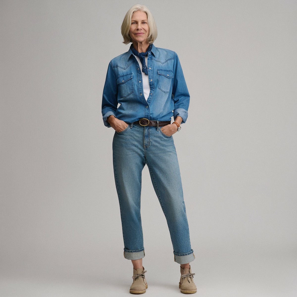 Women's Long-Sleeve Western Denim Shirt | Eddie Bauer