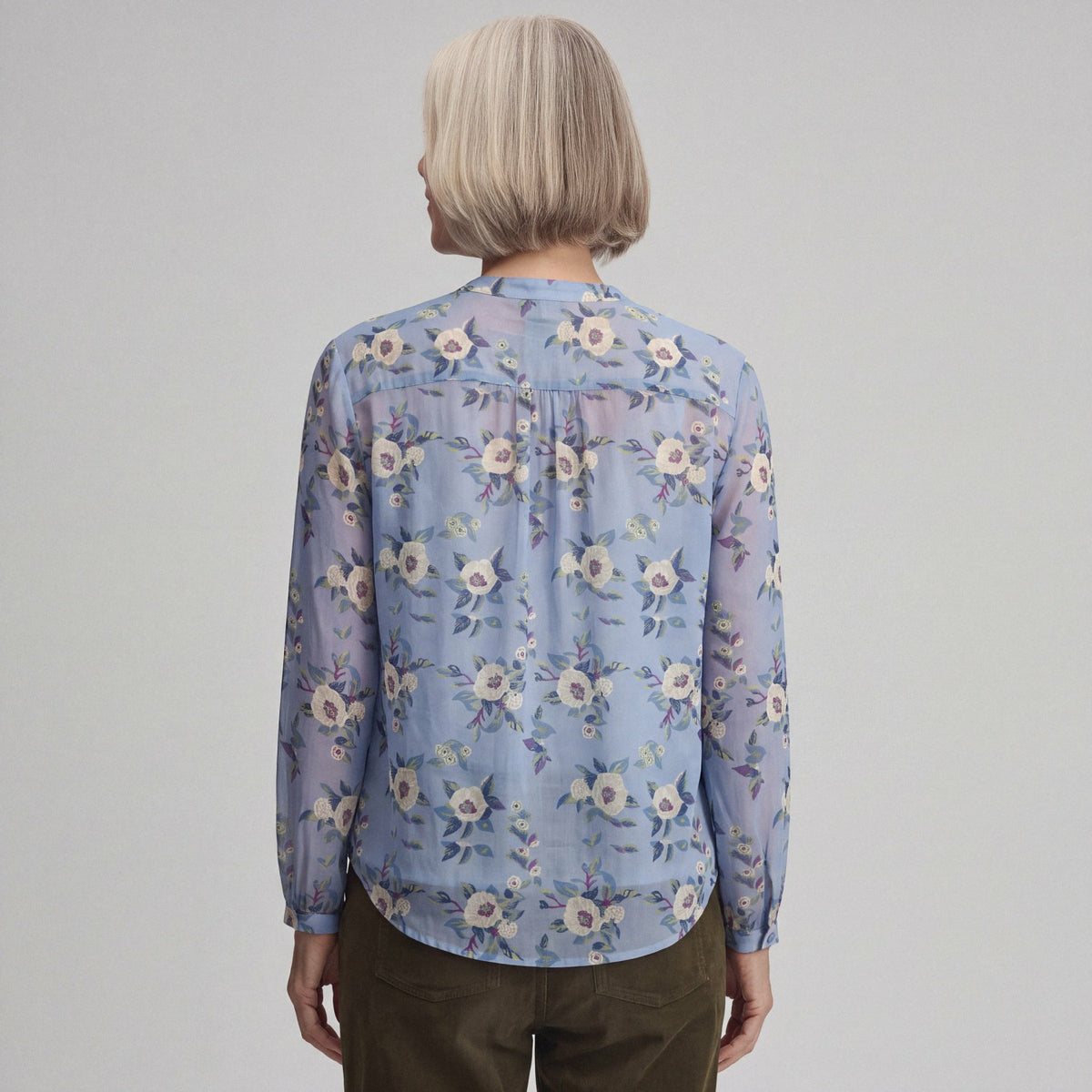 Women's Long-Sleeve Collarless Button-Down Shirt | Eddie Bauer