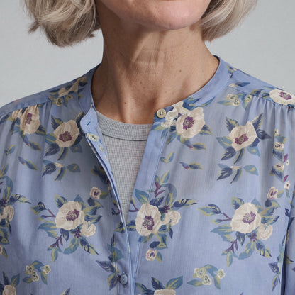 Women's Long-Sleeve Collarless Button-Down Shirt | Eddie Bauer