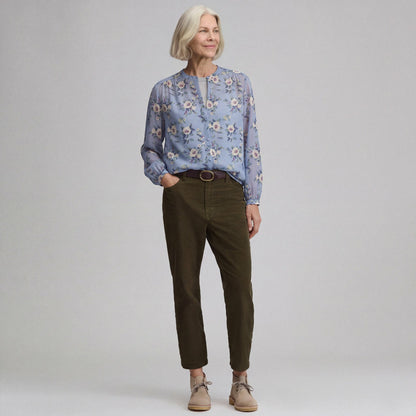 Women's Long-Sleeve Collarless Button-Down Shirt | Eddie Bauer