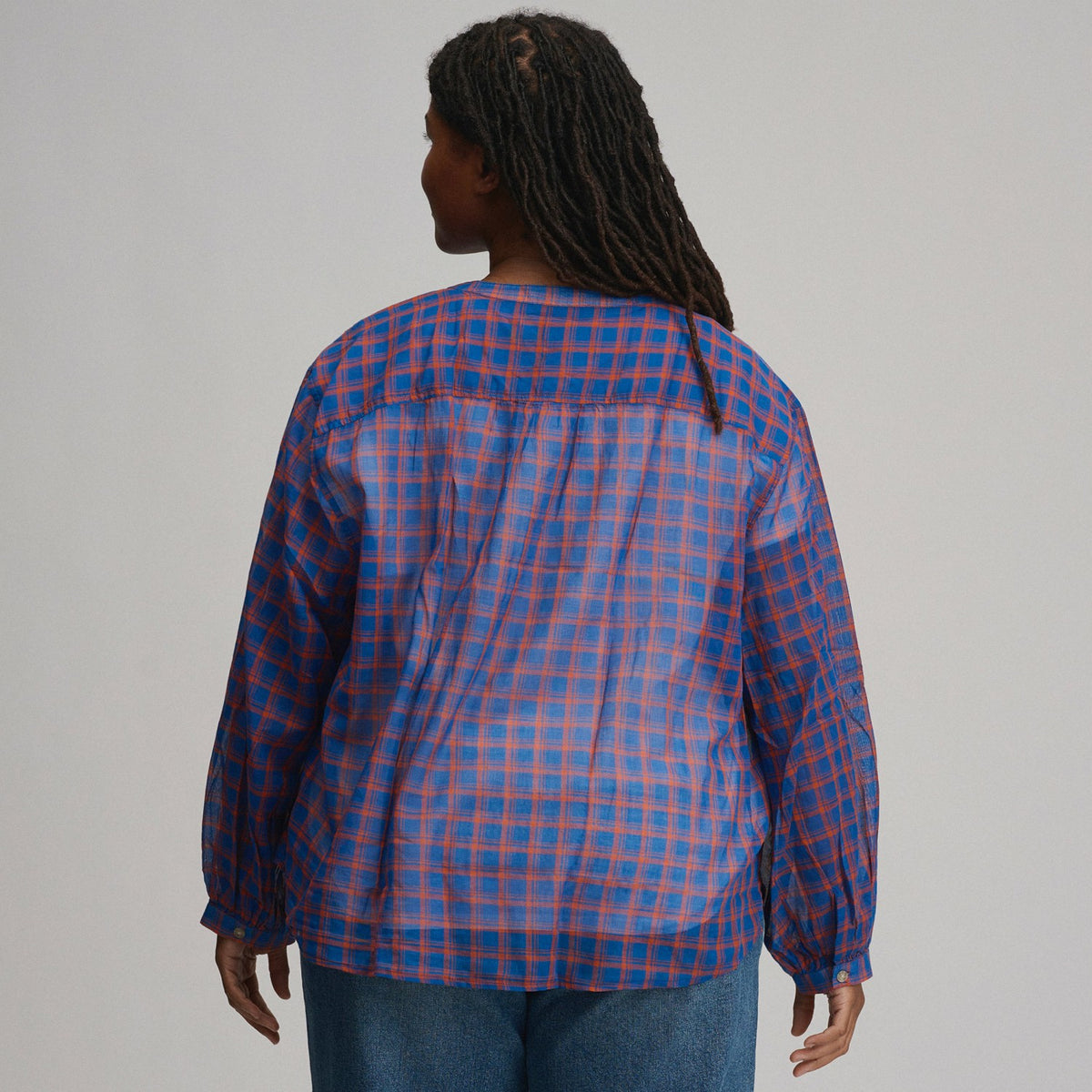 Women's Long-Sleeve Collarless Button-Down Shirt | Eddie Bauer