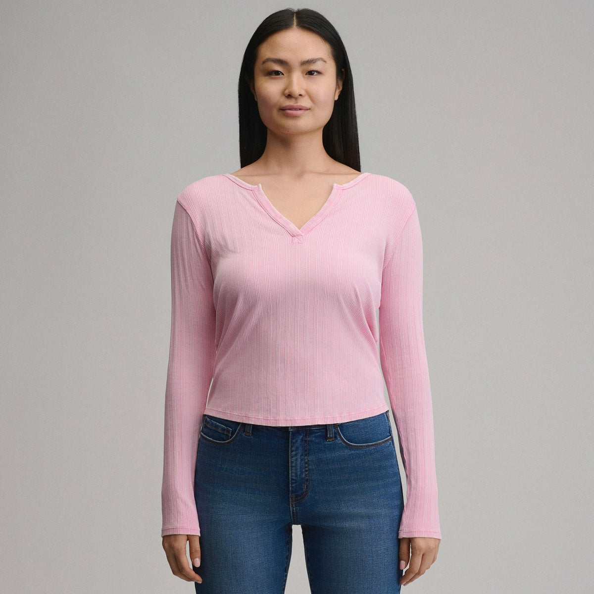 Women's Long-Sleeve Rib Y-Neck Henley | Eddie Bauer