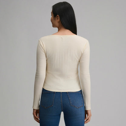 Women's Long-Sleeve Rib Y-Neck Henley | Eddie Bauer