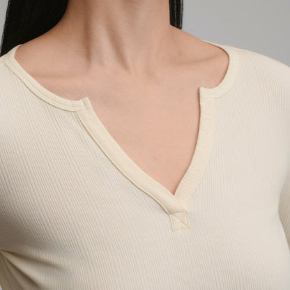 Women's Long-Sleeve Rib Y-Neck Henley | Eddie Bauer