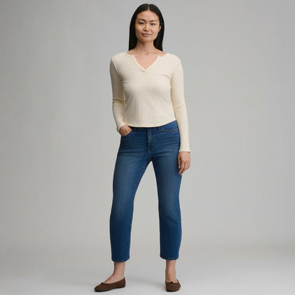 Women's Long-Sleeve Rib Y-Neck Henley | Eddie Bauer