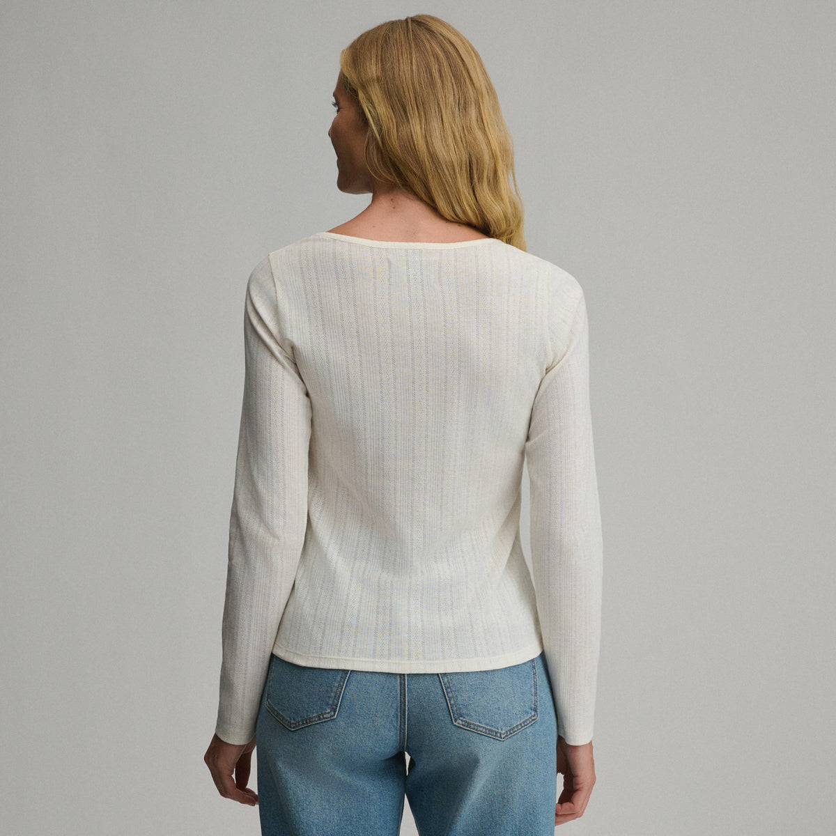 Women's Long-Sleeve Pointelle Button Front Top | Eddie Bauer