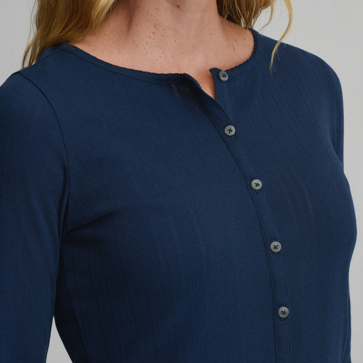 Women's Long-Sleeve Pointelle Button Front Top | Eddie Bauer