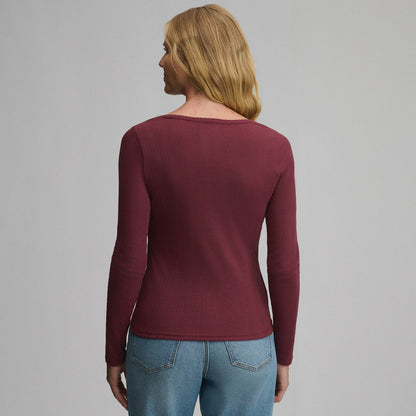 Women's Long-Sleeve Pointelle Button Front Top | Eddie Bauer