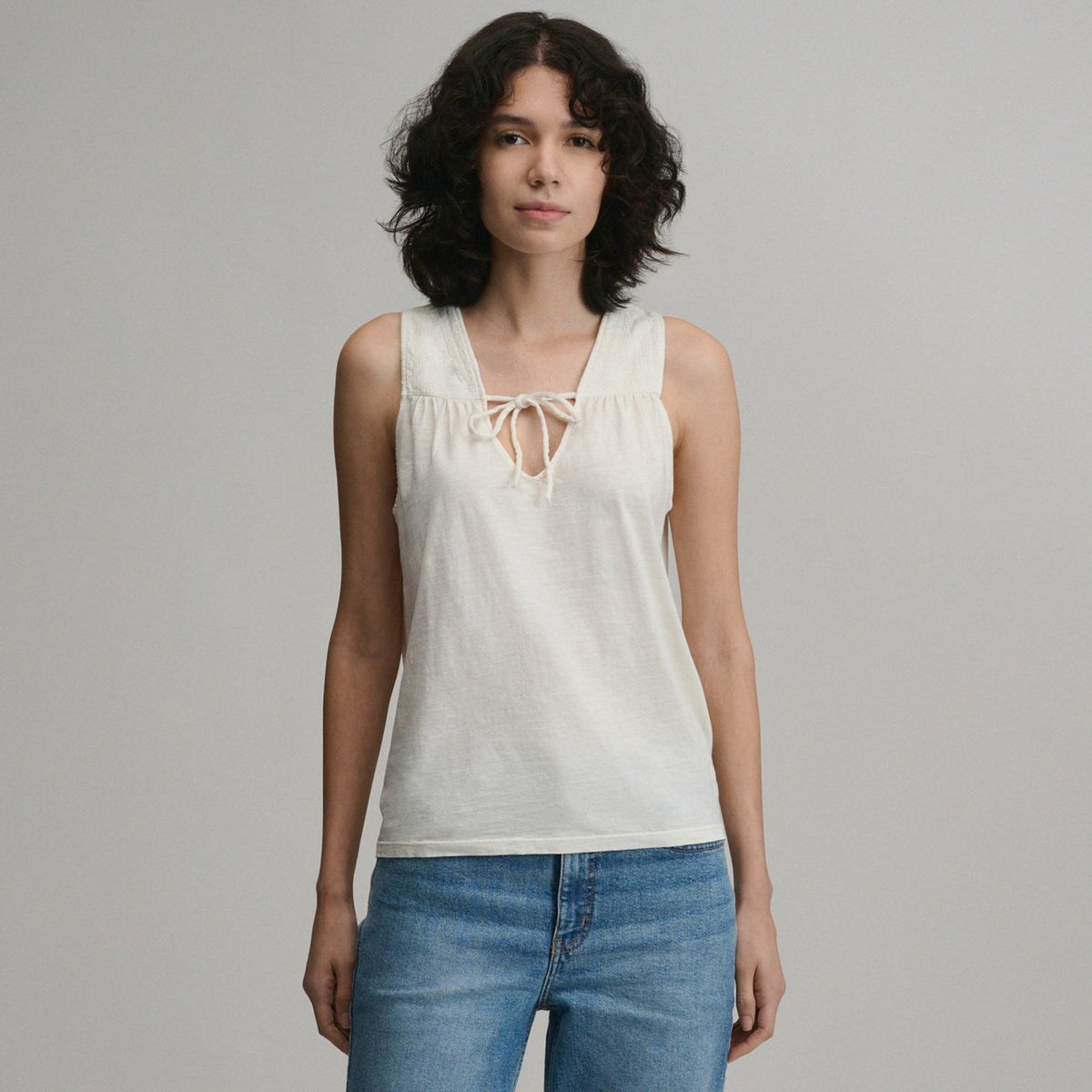 Women's Sunwashed Cotton Tie Front T | Eddie Bauer