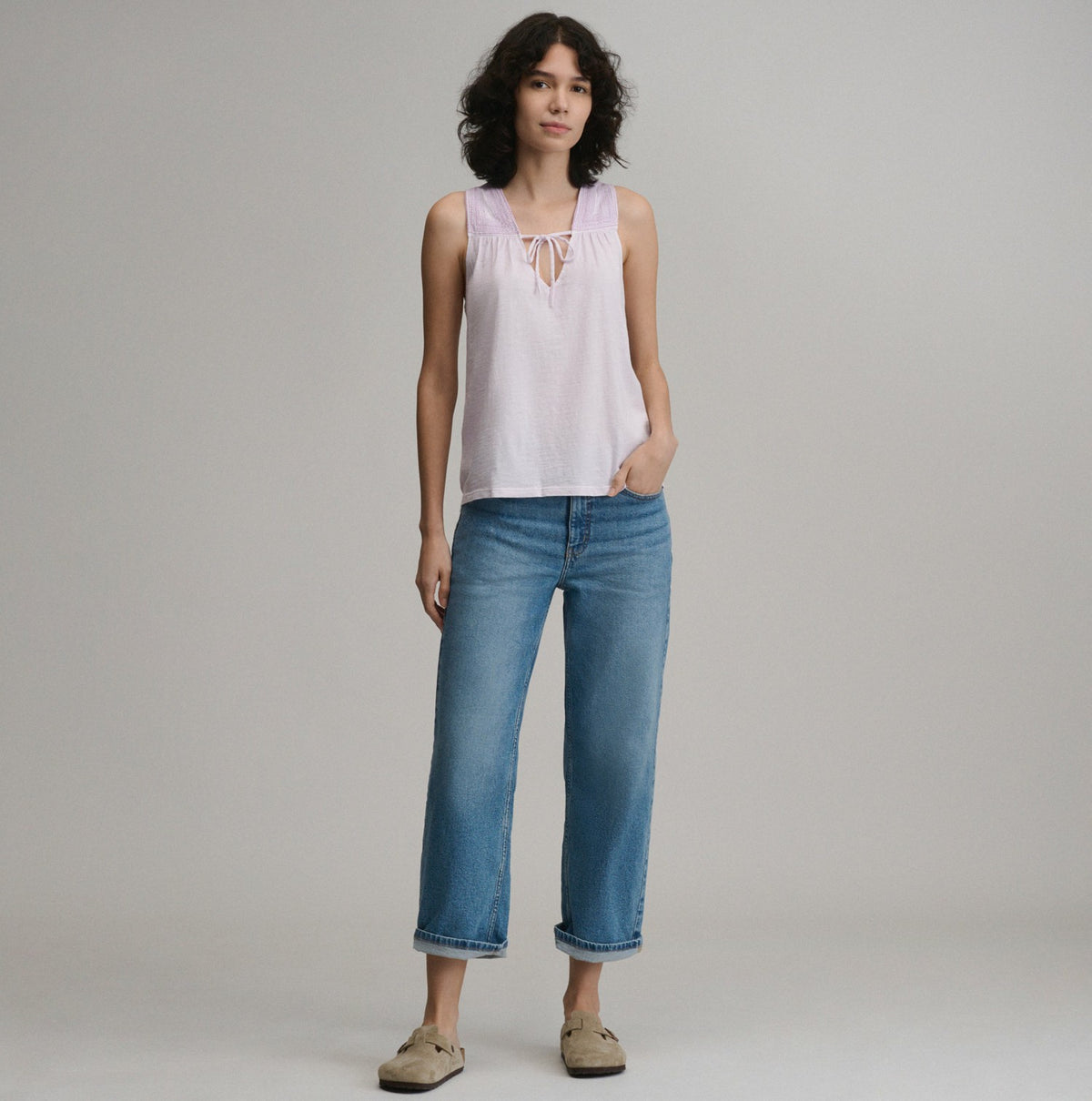 Women's Sunwashed Cotton Tie Front T | Eddie Bauer