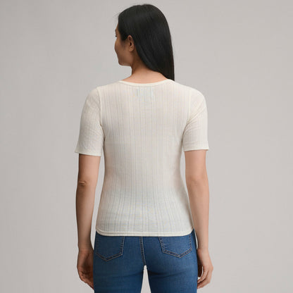 Women's Short-Sleeve Pointelle Square-Neck Crew | Eddie Bauer