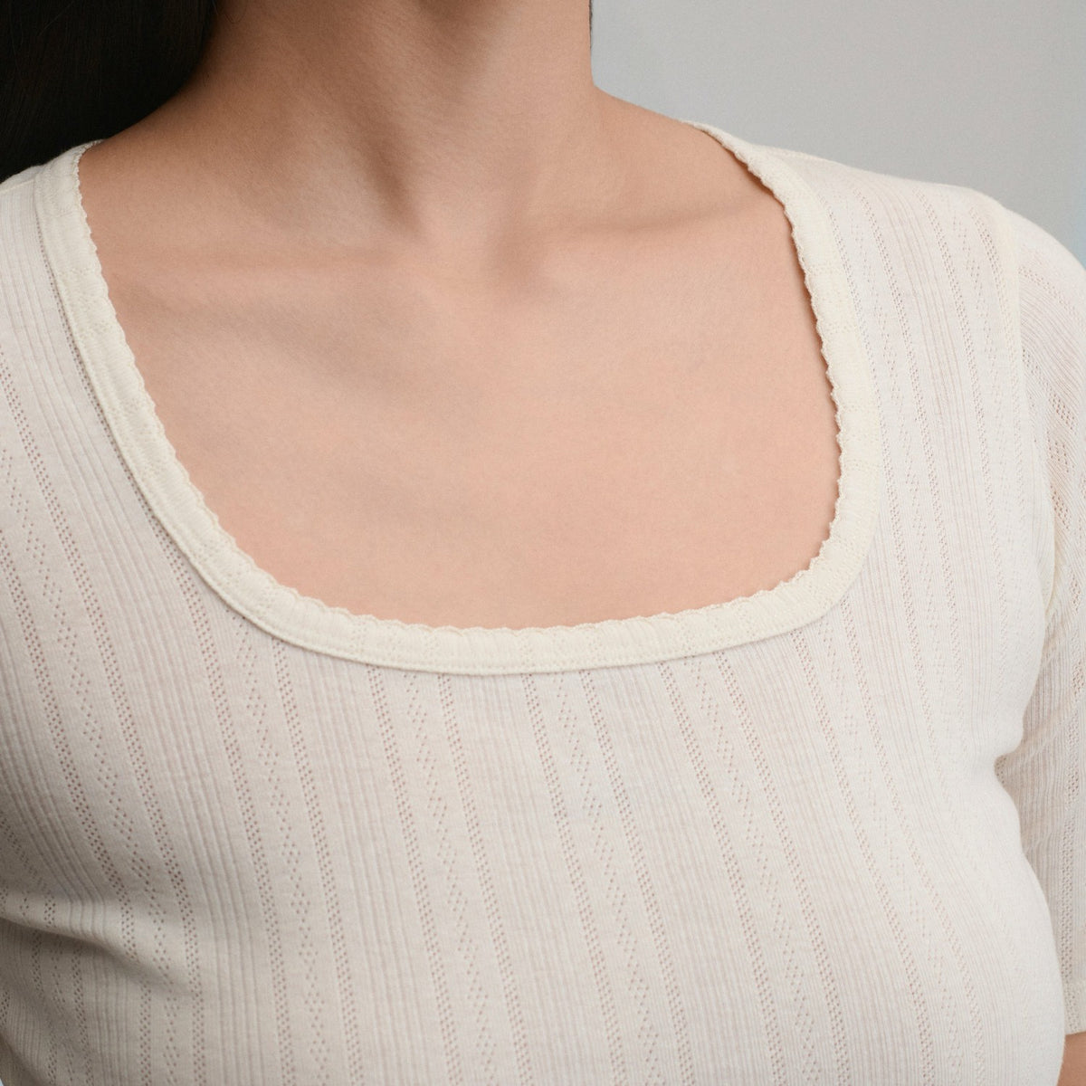 Women's Short-Sleeve Pointelle Square-Neck Crew | Eddie Bauer