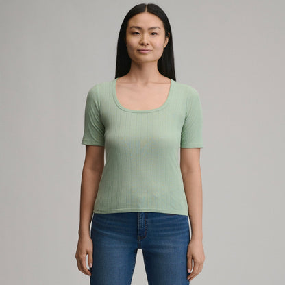 Women's Short-Sleeve Pointelle Square-Neck Crew | Eddie Bauer