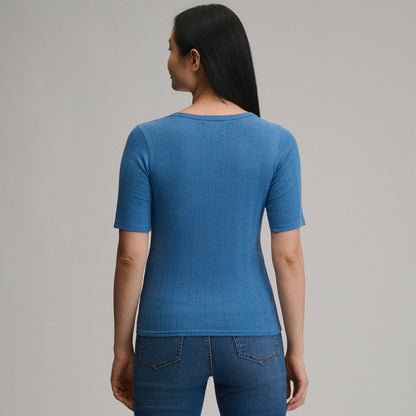 Women's Short-Sleeve Pointelle Square-Neck Crew | Eddie Bauer