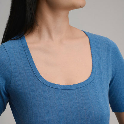 Women's Short-Sleeve Pointelle Square-Neck Crew | Eddie Bauer