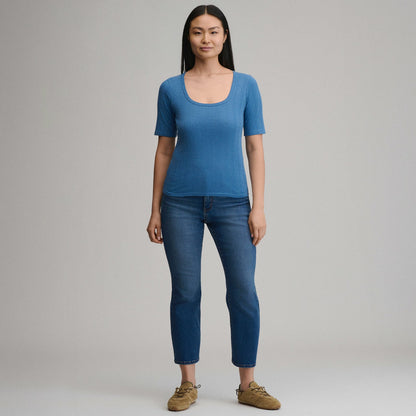 Women's Short-Sleeve Pointelle Square-Neck Crew | Eddie Bauer