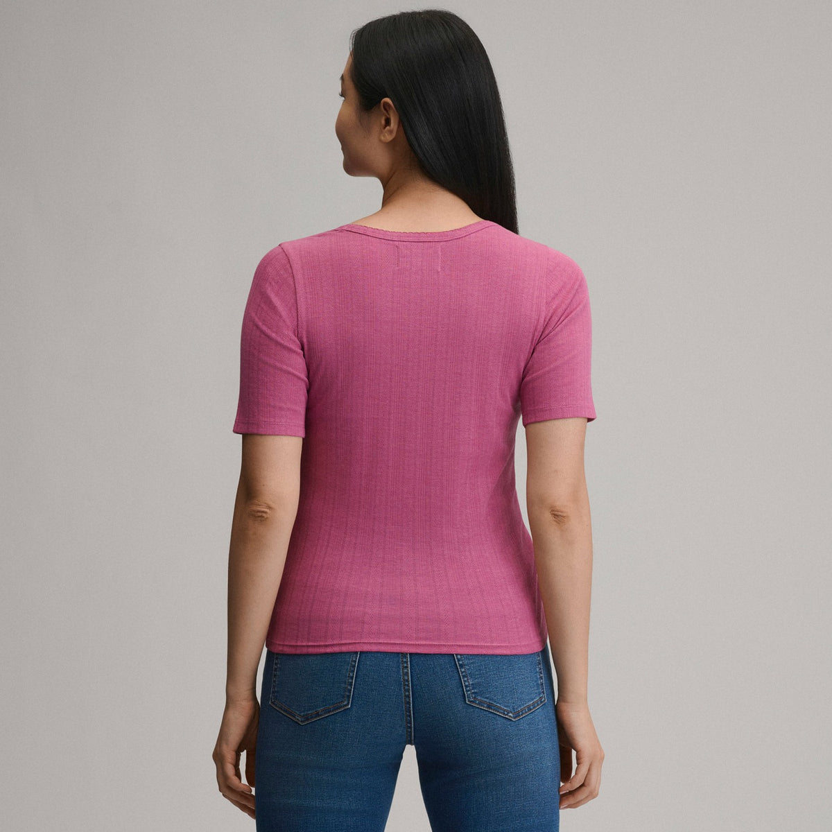 Women's Short-Sleeve Pointelle Square-Neck Crew | Eddie Bauer