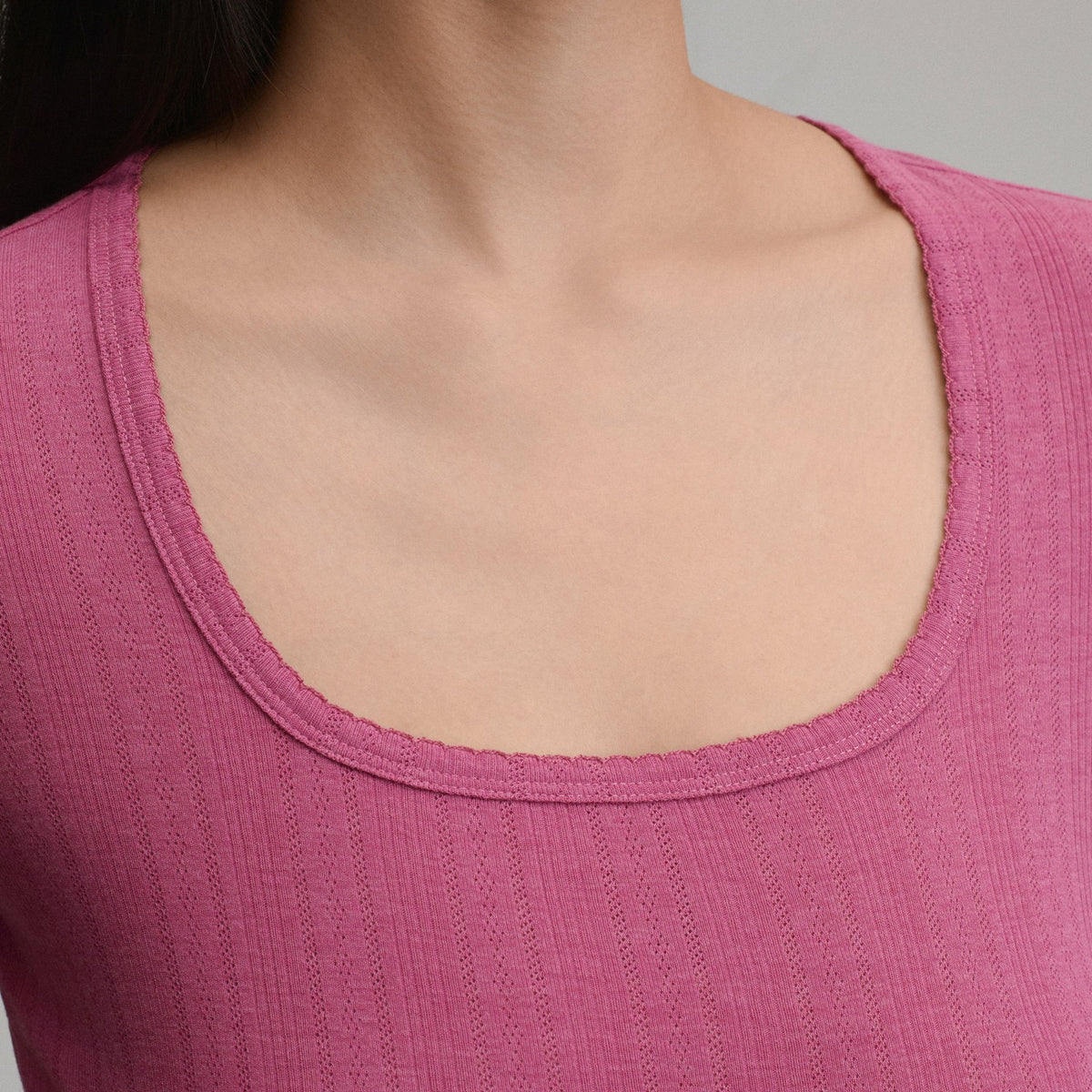 Women's Short-Sleeve Pointelle Square-Neck Crew | Eddie Bauer