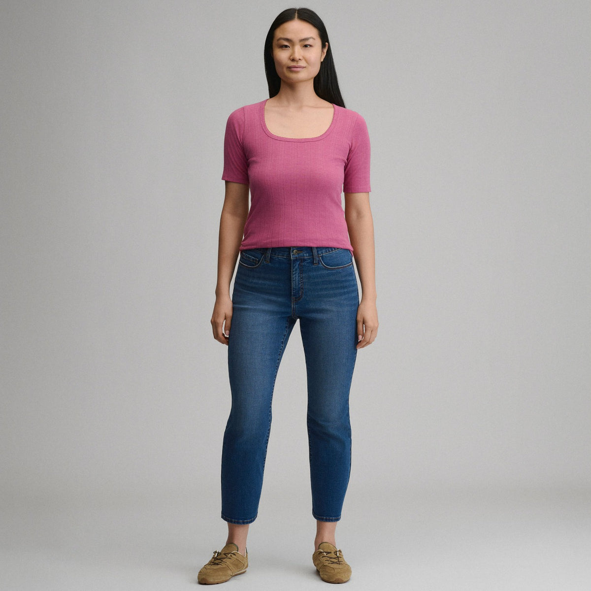Women's Short-Sleeve Pointelle Square-Neck Crew | Eddie Bauer