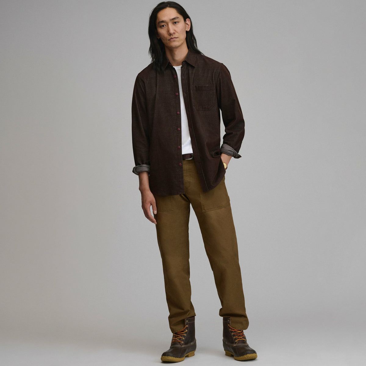Men's Long-Sleeve Fine Wale Corduroy Shirt - Solid | Eddie Bauer