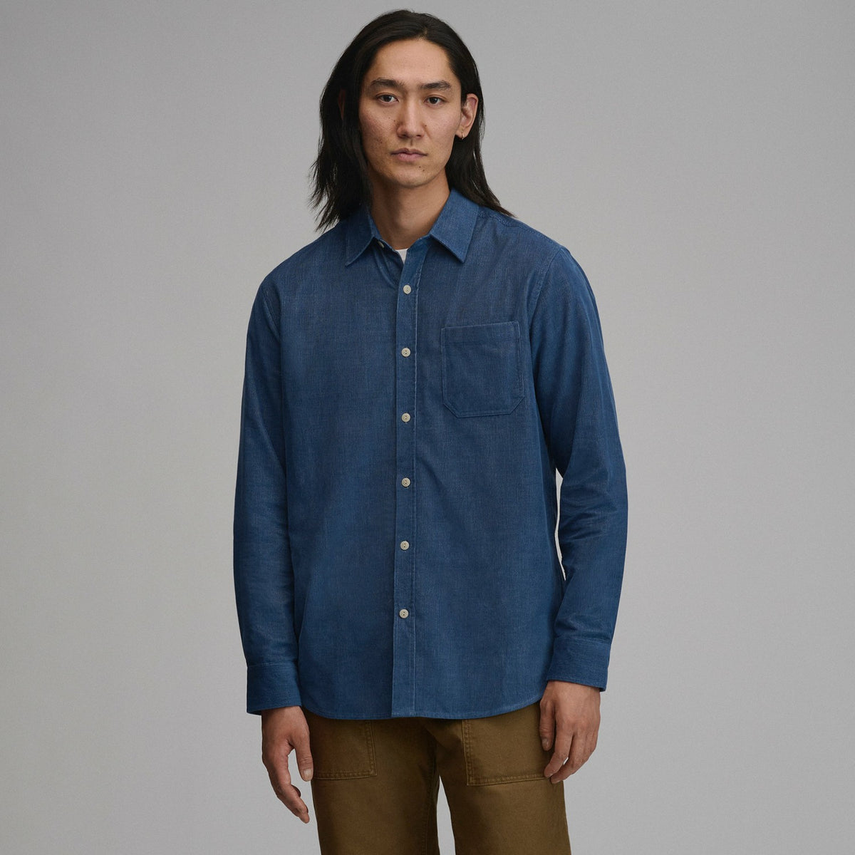 Men's Long-Sleeve Fine Wale Corduroy Shirt - Solid | Eddie Bauer