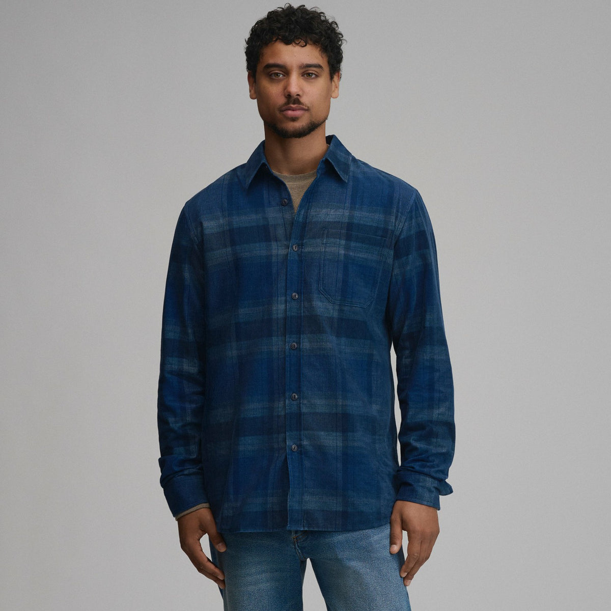 Men's Long-Sleeve Fine Wale Corduroy Shirt - Plaid | Eddie Bauer