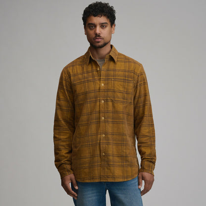 Men's Long-Sleeve Fine Wale Corduroy Shirt - Plaid | Eddie Bauer