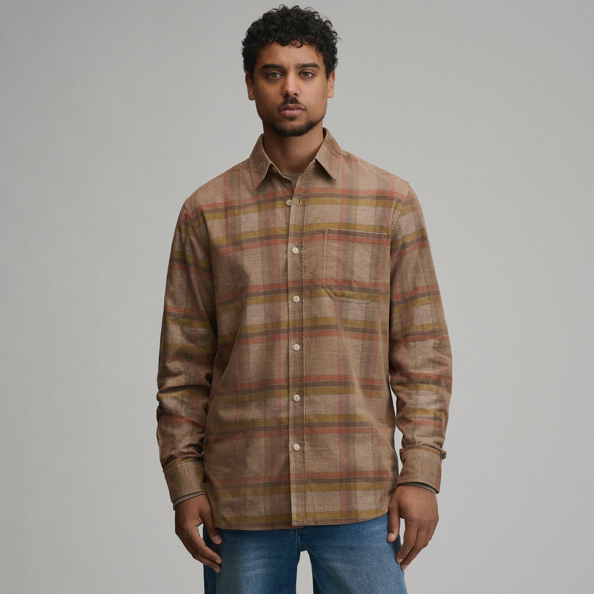 Men's Long-Sleeve Fine Wale Corduroy Shirt - Plaid | Eddie Bauer