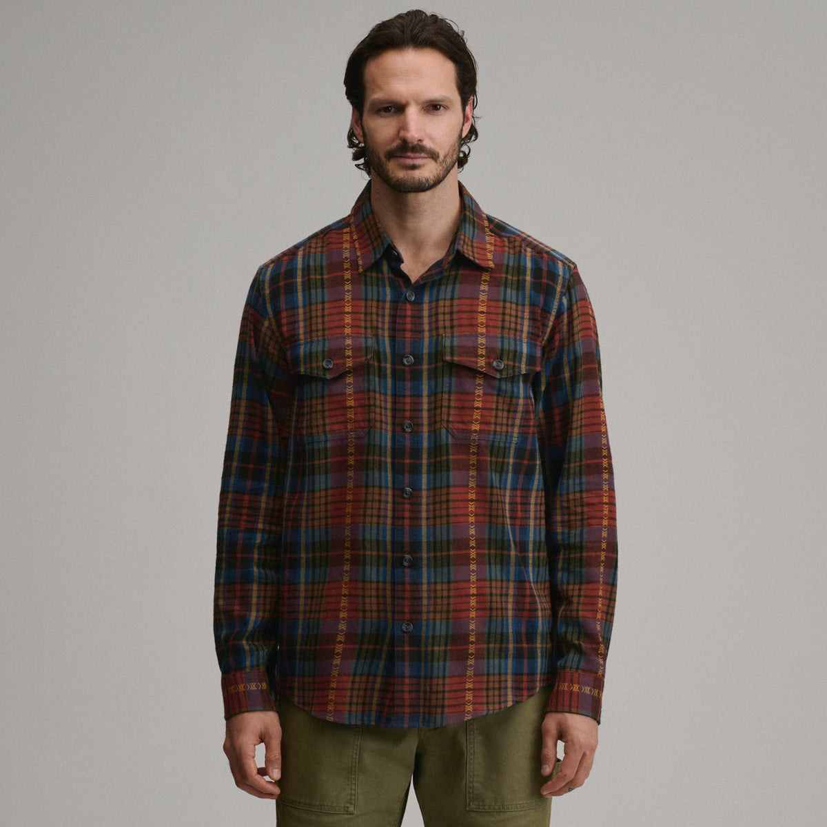 Men's Long-Sleeve Eddie's Cabin Shirt - Jacquard Plaid | Eddie Bauer