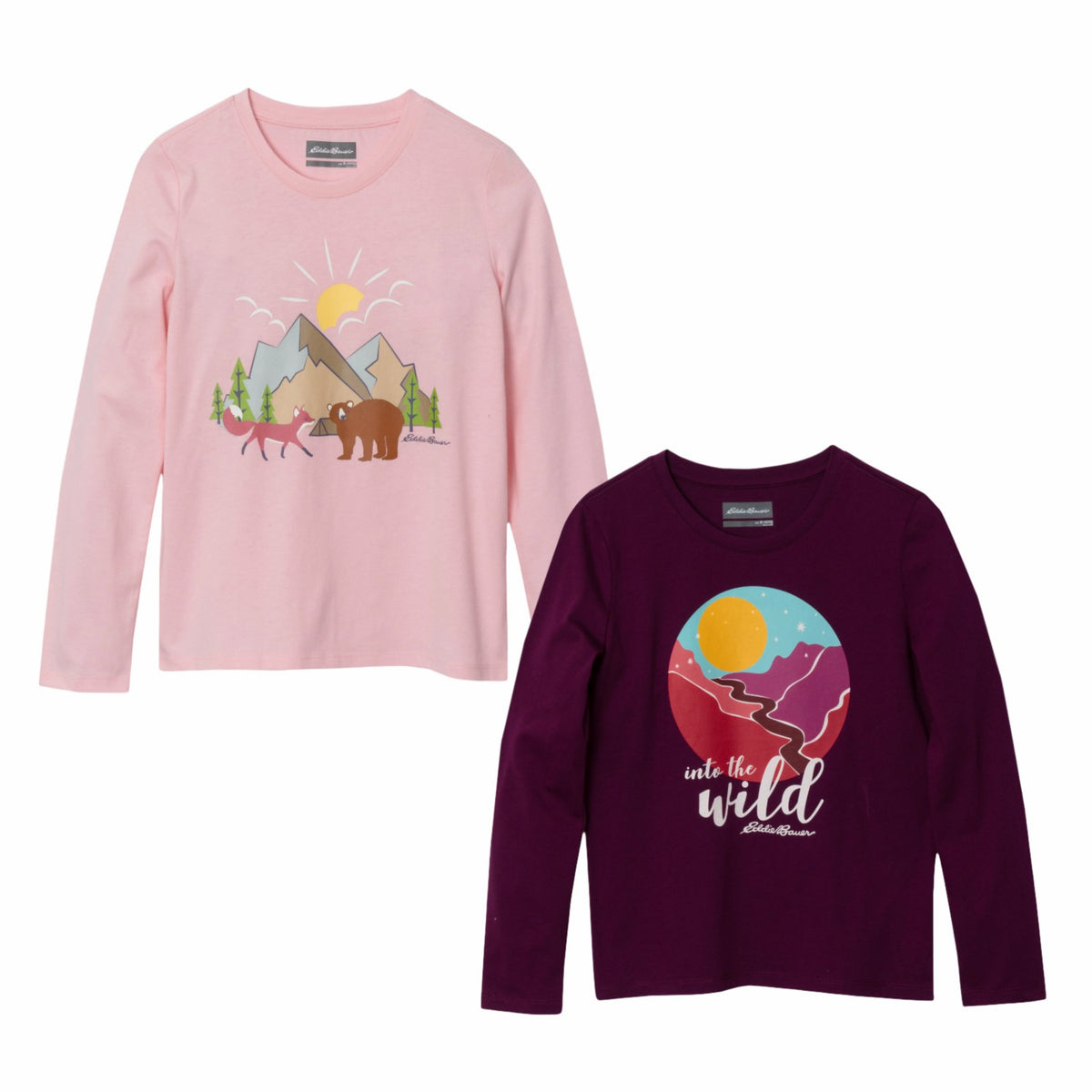 Kids Girls Graphic Long-Sleeve T-Shirt - 2 Pack | Eddie Bauer
