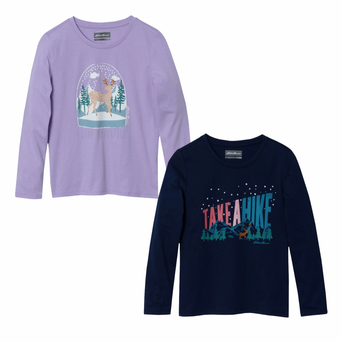 Kids Girls Graphic Long-Sleeve T-Shirt - 2 Pack | Eddie Bauer
