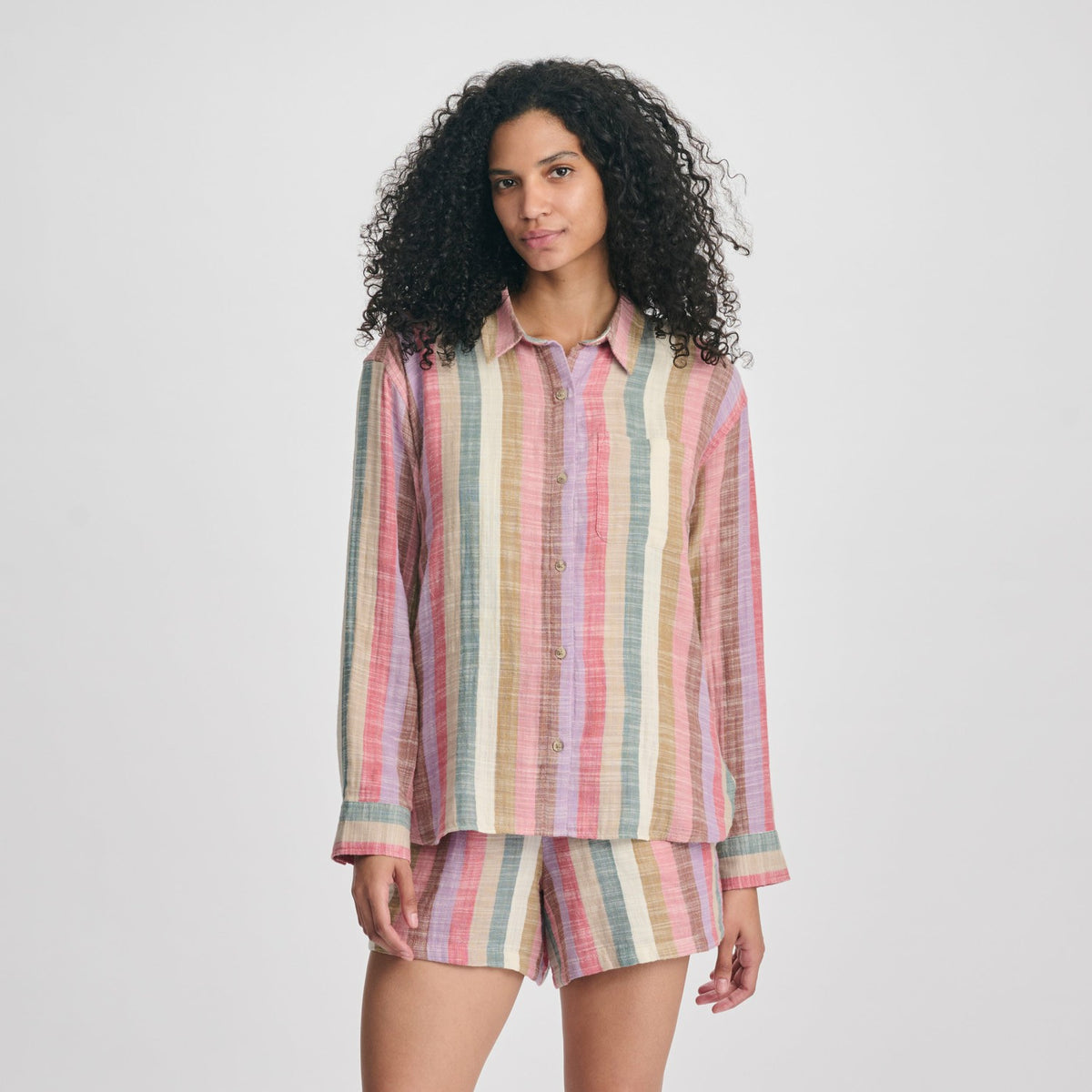 Women's Woven Stripe Cotton LS Slub | Eddie Bauer