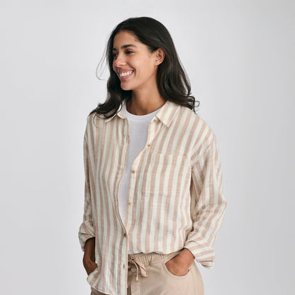 Women's Woven Stripe Cotton LS Slub | Eddie Bauer